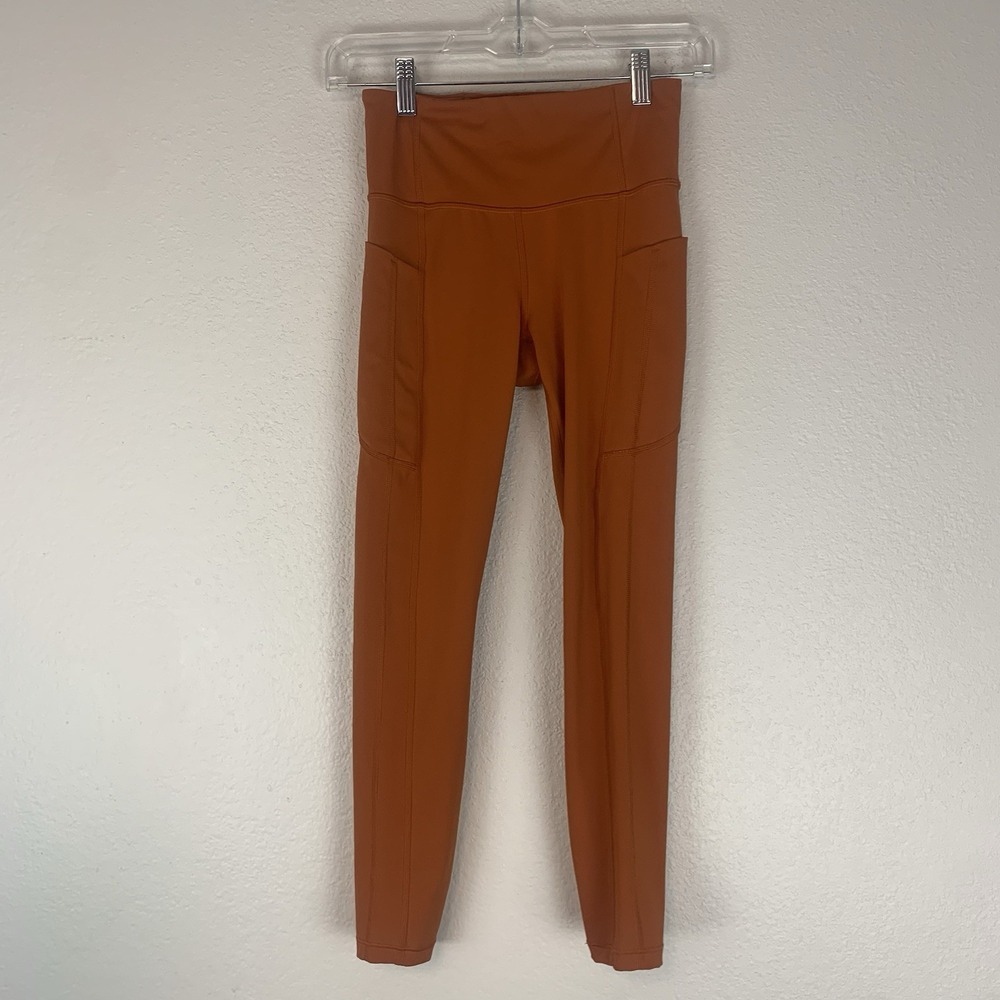 Athleta Pants Womens XS Ultimate Stash 7/8 Tight Orange Leggings Gym Workout‎